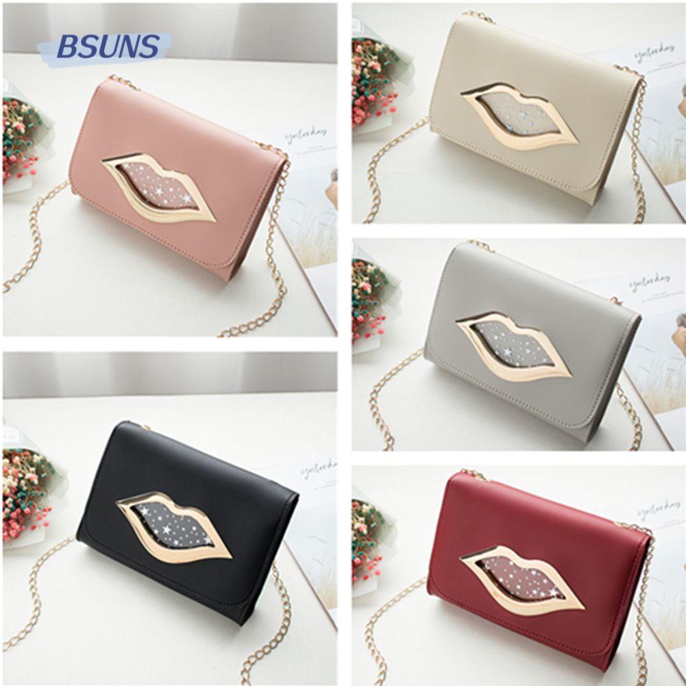 BSUNS Túi Đeo Chéo Da PU Hình Vuông Nhỏ Họa Tiết Ngôi Sao Lấp Lánh Thời Trang Cho Nữ