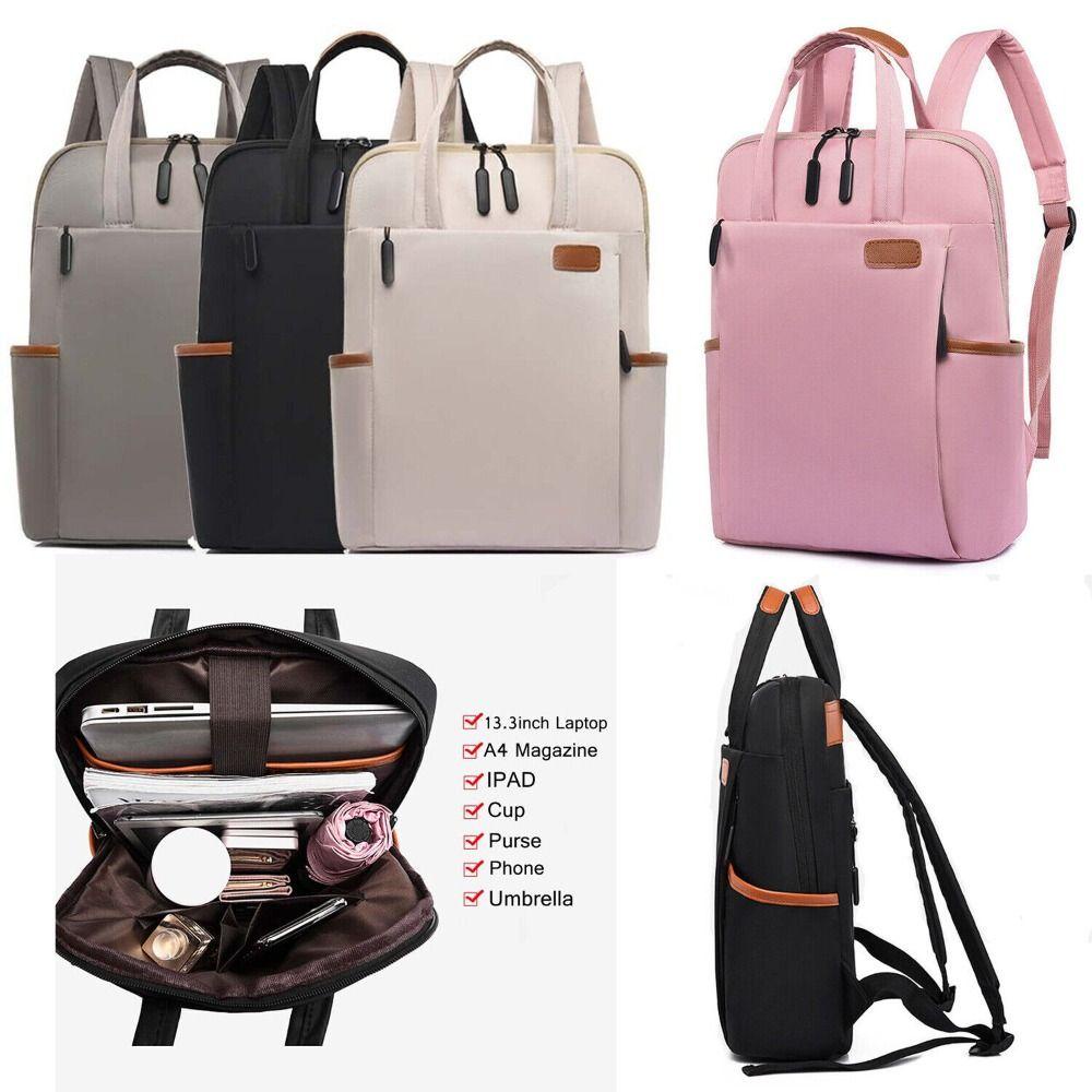 PINEVN Balo Vải Oxford Đựng Laptop Chống Thấm Nước Màu Đen / Kaki / Hồng / Be Dung Tích Lớn Thời Trang Cho Nữ