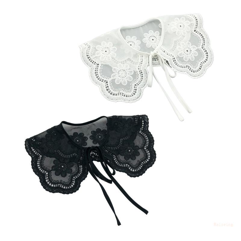 Cổ Áo Rời Cổ Bẻ Thêu Họa Tiết Hoa Xinh Xắn Thời Trang Cho Nữ