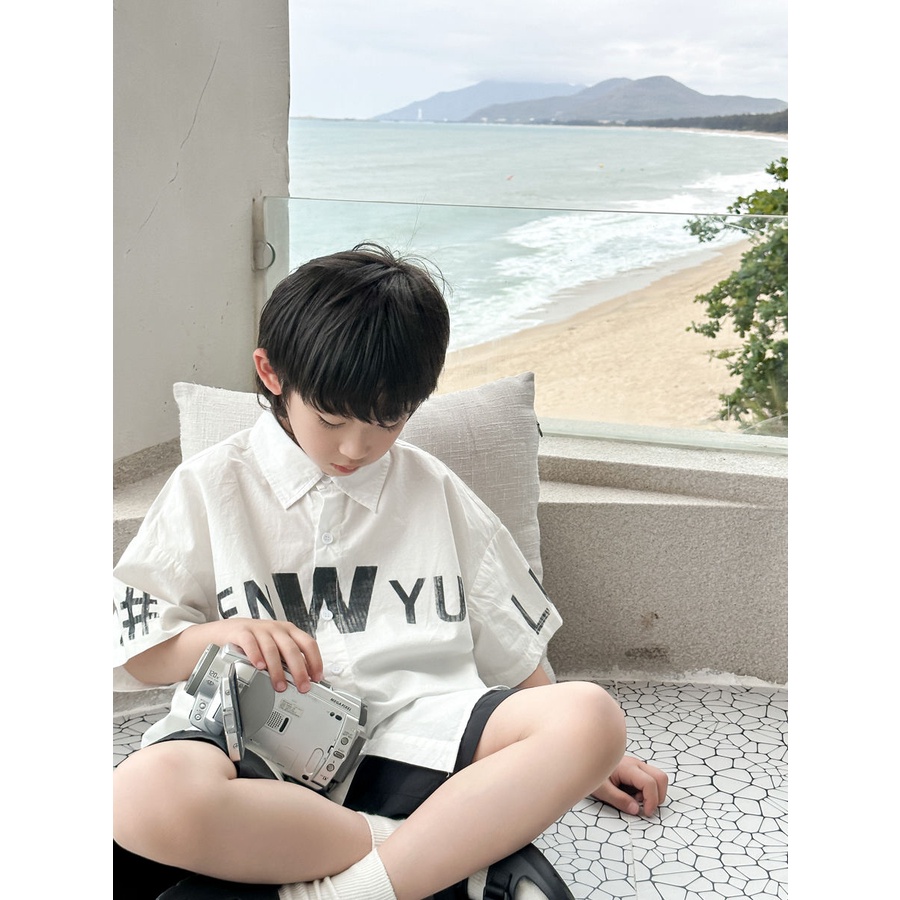 Áo Sơ Mi Tay Ngắn Thời Trang Mùa Hè Mới 2023 Dành Cho Bé Trai