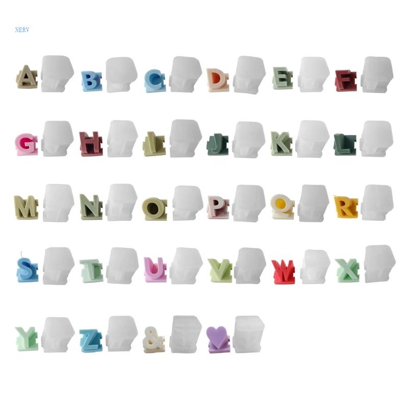 Khuôn Silicone Tạo Hình Làm Nến Thơm Hình Chữ Cái 3D DIY Dễ Vệ Sinh