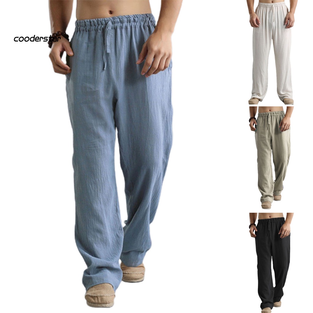 Quần Dài Lưng Thun Màu Sắc Đơn Giản Thoáng Khí Thời Trang Đường Phố Cho Nam