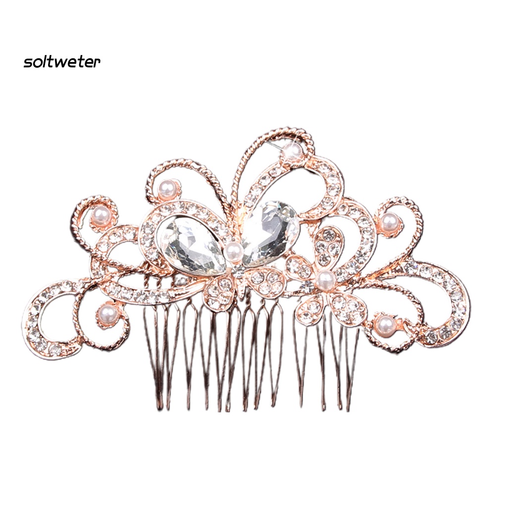 Lược Cài Tóc Đính Đá / Ngọc Trai Giả Thiết Kế Đơn Giản Xinh Xắn