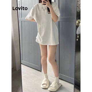 Lovito Áo thun ngắn tay cổ tròn họa tiết hoạt hình đơn giản cho nữ LNA09309 (Trắng)
