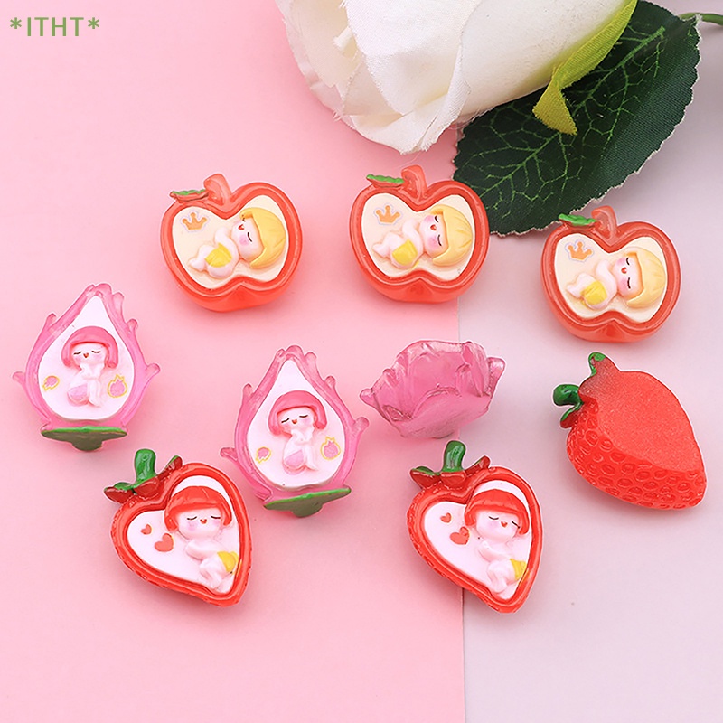 Bộ 10 Phụ Kiện Kẹp Tóc Hình Trái Cây Dễ Thương Bằng Resin DIY Mới