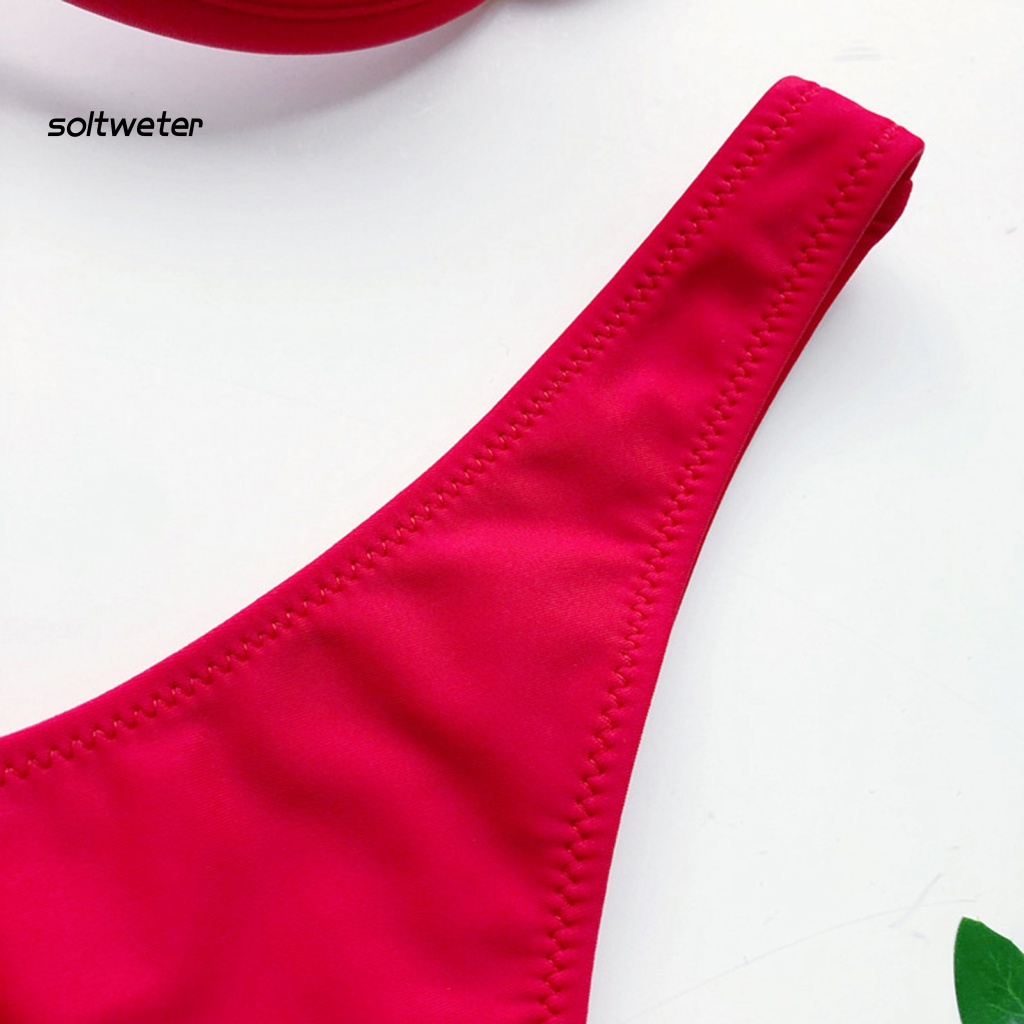 1 Bộ Đồ Bơi Bikini Bằng Polyester Siêu Mềm Chống Rách Có Đệm Mút Nâng Ngực Thời Trang Cho Bạn Gái