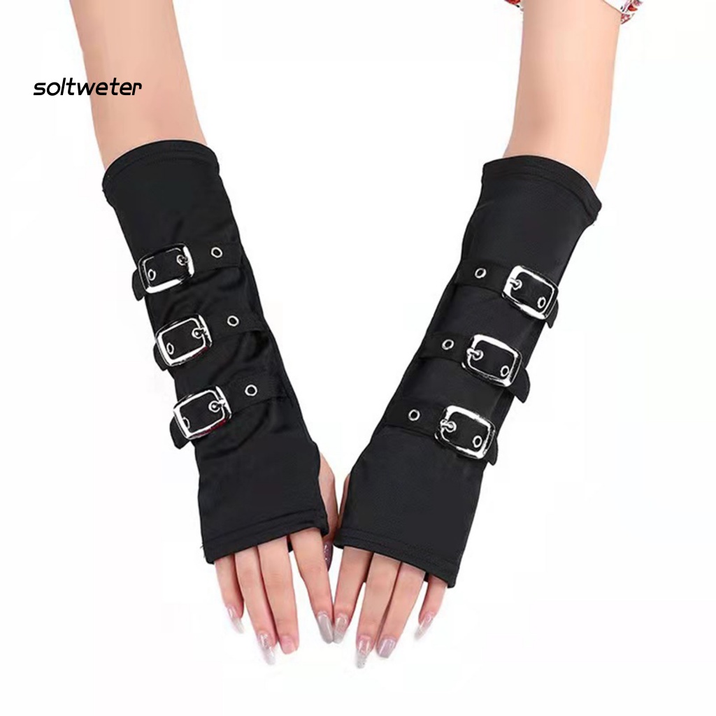 1 Đôi Găng Tay Hở Ngón Có Khóa Cài Có Thể Điều Chỉnh Phong Cách Hip Hop Đường Phố