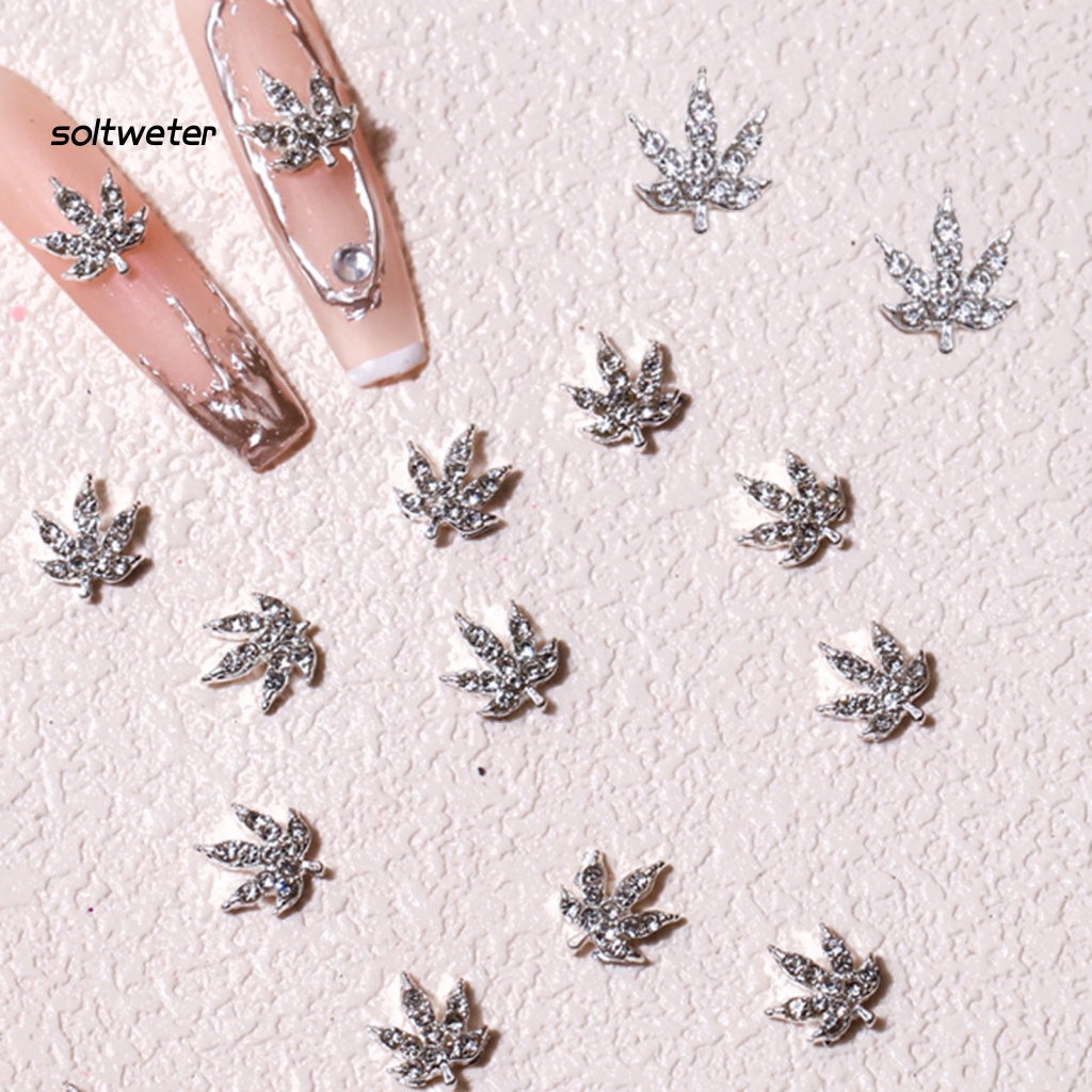 Bộ 10 Miếng Dán Trang Trí Móng Tay Hình Lá Phong DIY