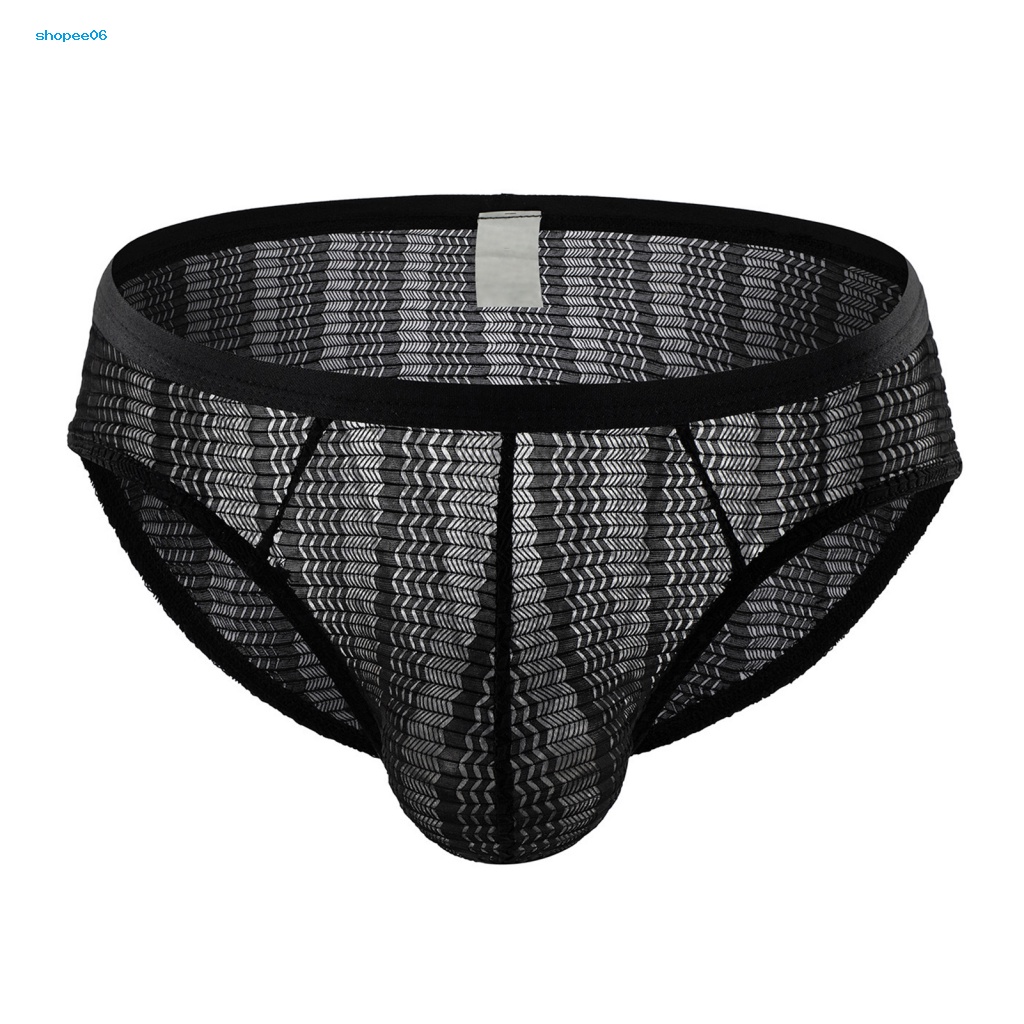 Quần Lót Nam PEMG Mềm Khoét Lỗ Thoáng Khí Lưng Thấp Chống Nhìn Xuyên Qua U Lồi Màu Trơn Mặc Hàng Ngày