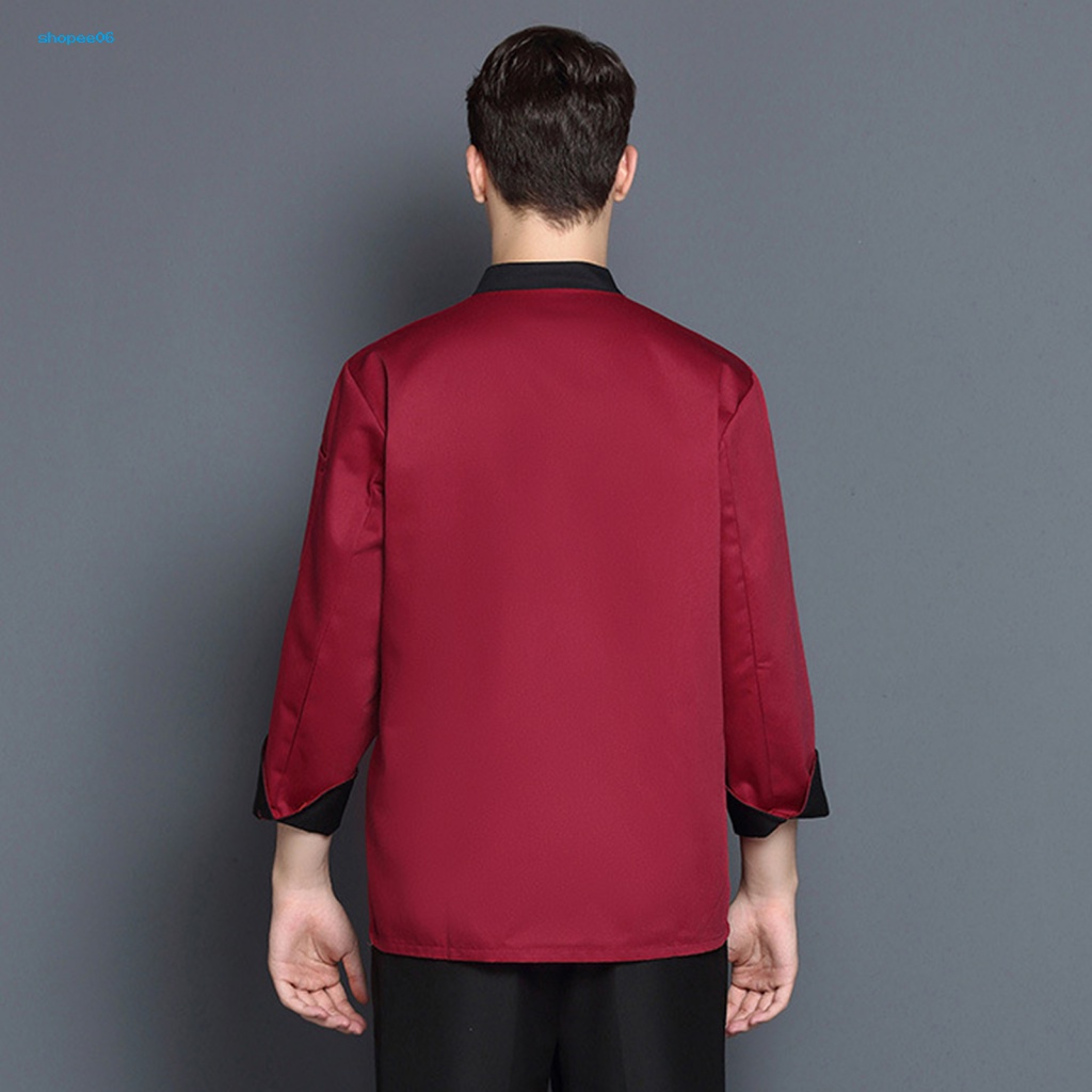 Pemg Áo Đầu Bếp Dài Tay Cổ Đứng Phù Hợp Với Nam Dễ Giặt Chống Bụi Bẩn Đồng Phục Làm Bánh Ngọt Cho Cửa Hàng Thức Ăn Nhanh