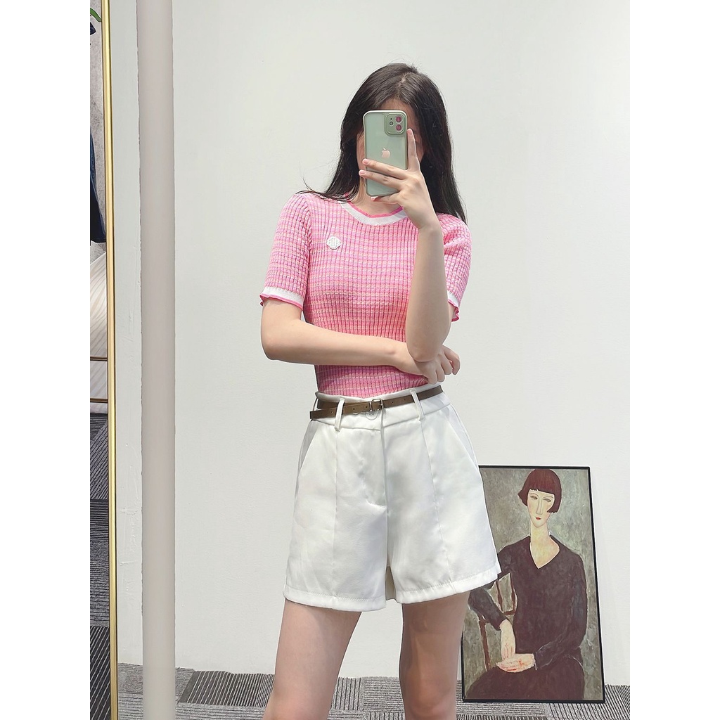 Maje 23 summer French sweet aging temperament slim fit light luxury design sense niche T-shirt knitwear top