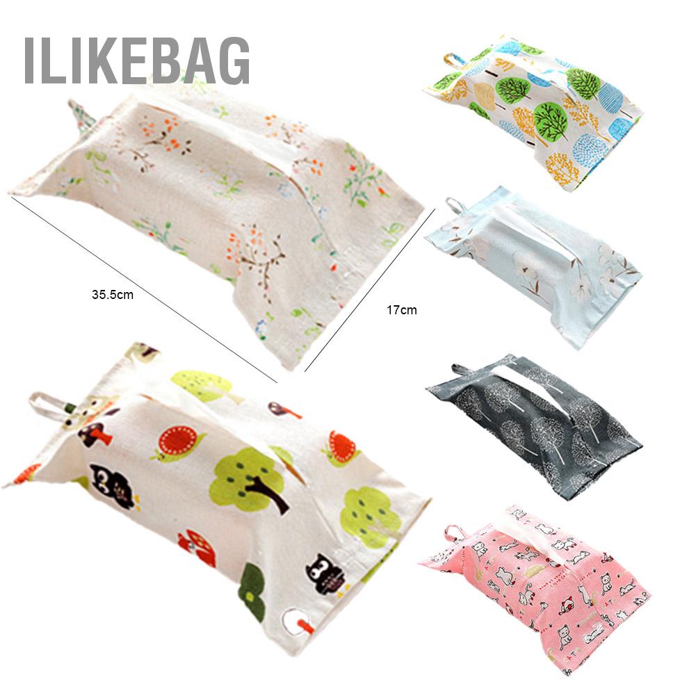 Ilikebag Vải lanh Hộp khăn giấy lưu trữ Khăn Bơm Túi cho nhà vệ sinh