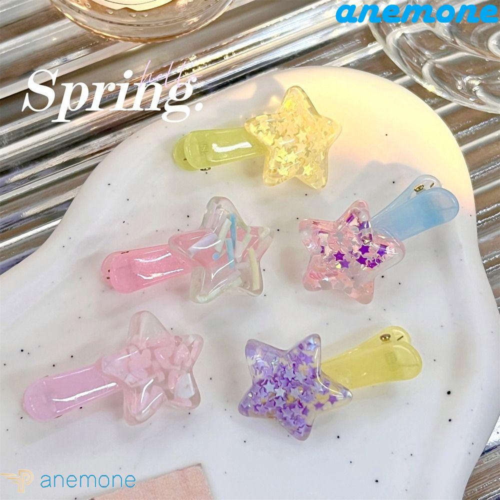 ANEMONE Kẹp Tóc Hình Ngôi Sao Năm Cánh Bằng Acrylic Trong Suốt Dễ Thương Cho Bé Gái Y2k