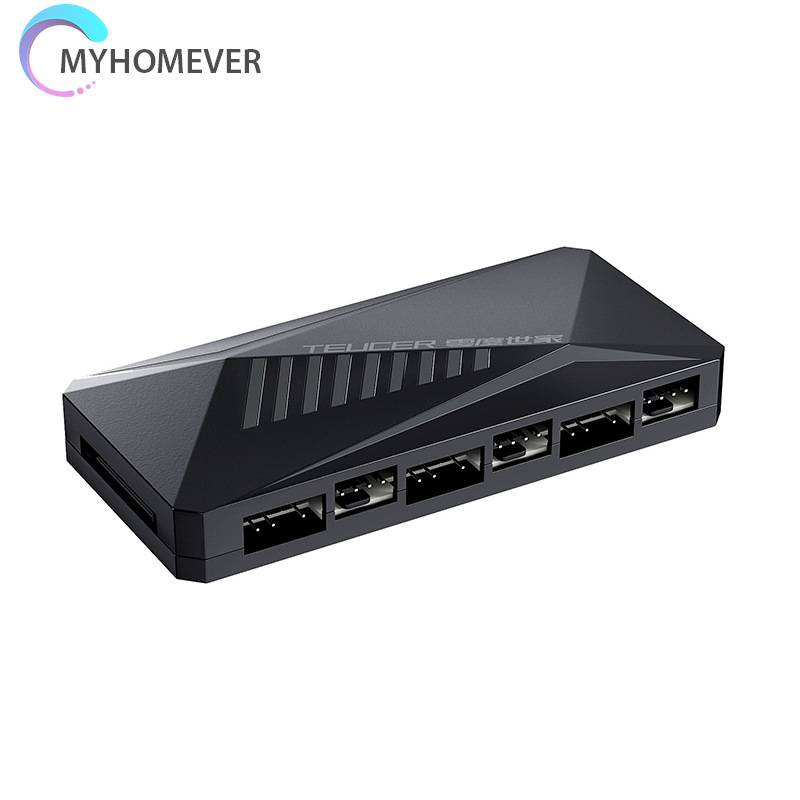 Bộ Chia 6 Cổng Quạt 12V 4PIN PWM 2 Trong 1 Ốp