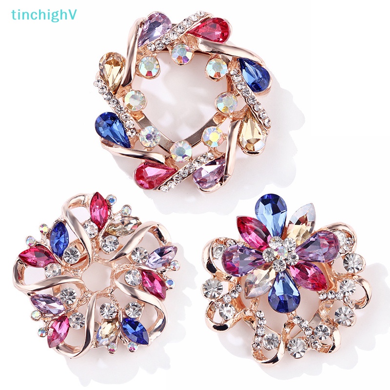 [TinchighV] Ghim Cài Áo Hình Hoa Đính Kim Cương Giả Nhiều Màu Sắc Thời Trang Đám Cưới [Mới