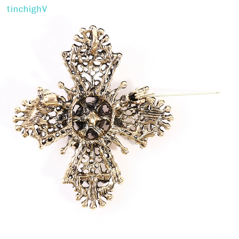 [TinchighV] Trâm Cài Áo Hình Thánh Giá Đính Đá Đỏ Phong Cách Vintage Cho Nữ [Mới]