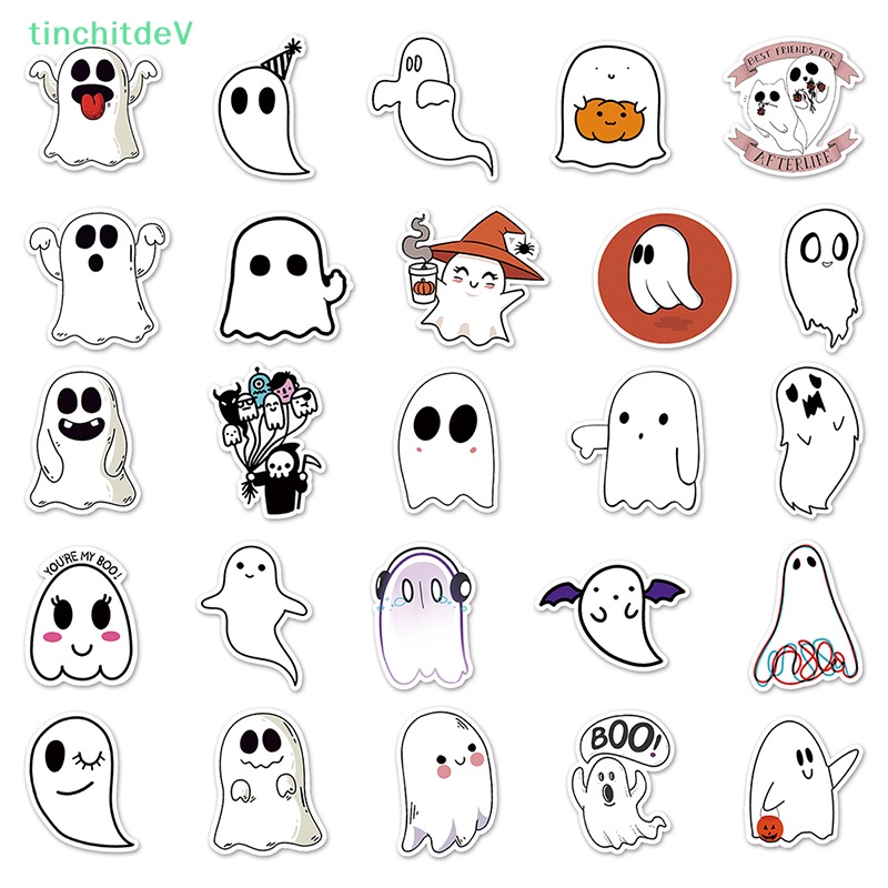 Bộ 50 Miếng Dán Trang Trí Sổ Tay Chống Thấm Nước Hình Quỷ Halloween Dễ Thương