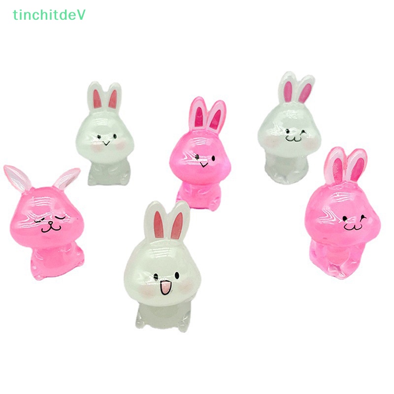 Mô Hình Chú Thỏ Mini Bằng Resin Màu Dạ Quang Dễ Thương Trang Trí Nhà Búp Bê
