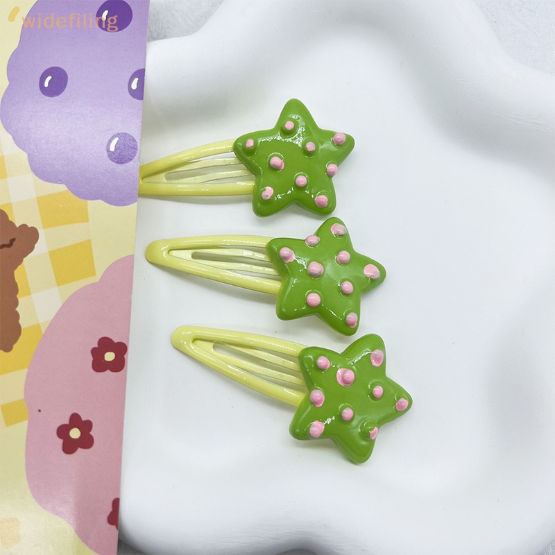 1 Kẹp Tóc Kim Loại Hình Ngôi Sao Màu Xanh Lá Cây Y2K BB Cho Nữ
