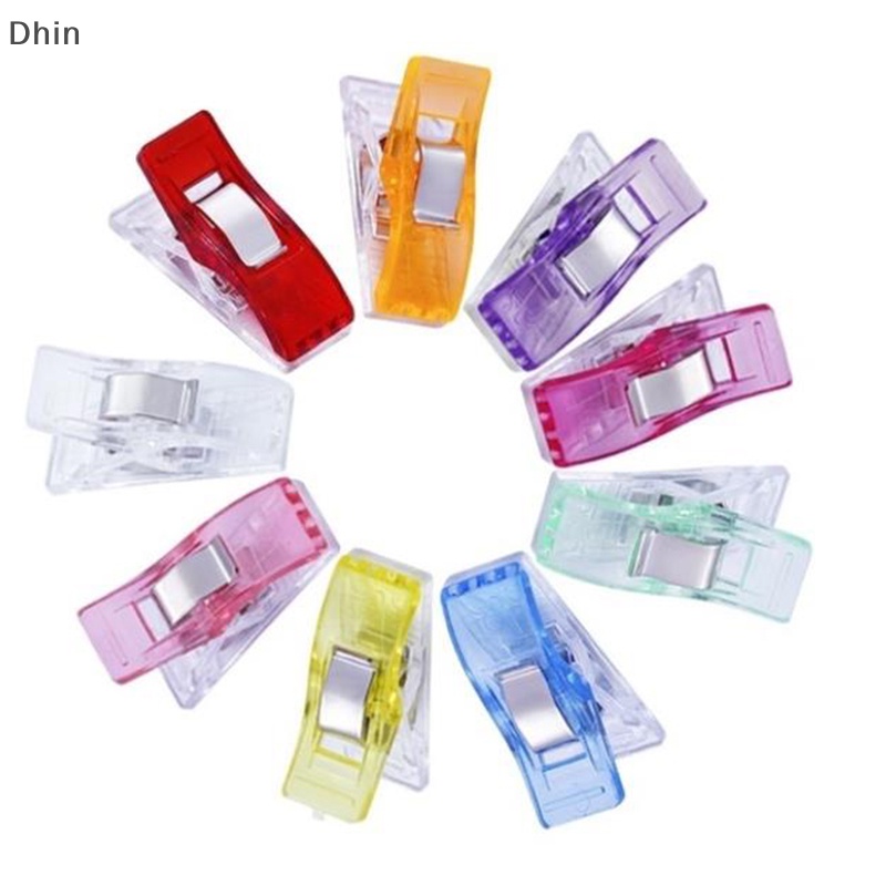 [Dhin] 50Pcs Colorful Sewing Craft Quilt Binding Sewing Clips Plastic Clips Clamps Pack COD