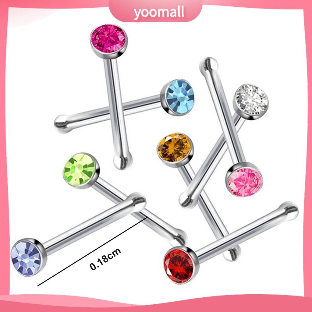 Bộ 60 Khuyên Mũi Bằng Thép Không Gỉ Đính Đá Lấp Lánh Quyến Rũ