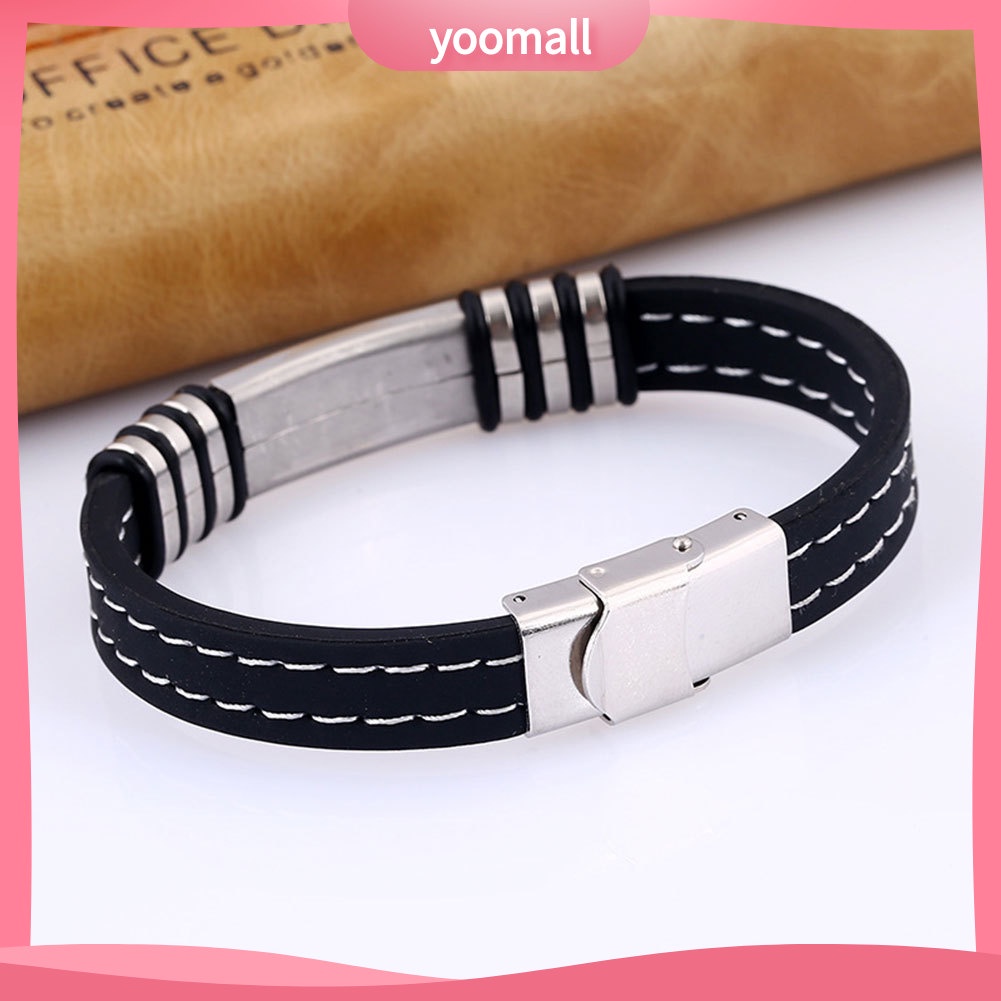 Vòng Tay Silicone Thép Titan Thời Trang Cho Nam