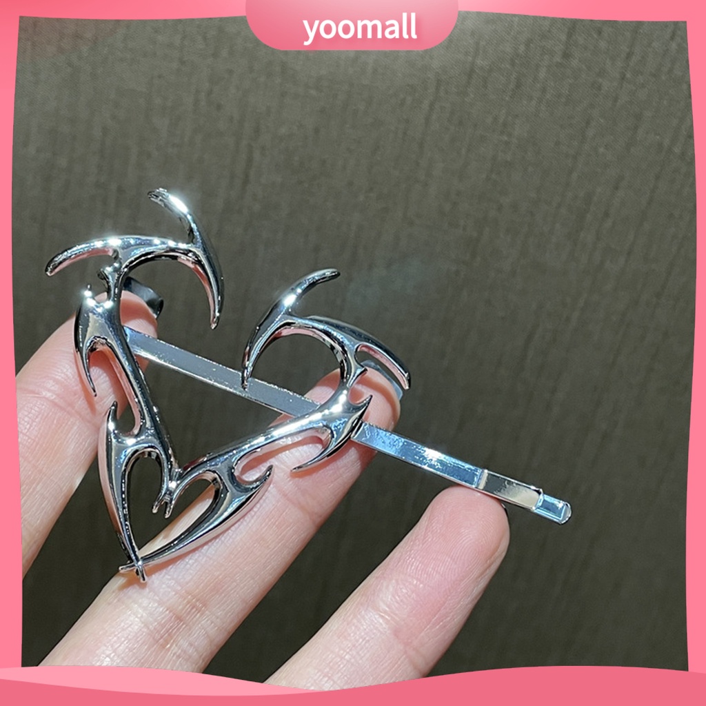 [YM] Kẹp Tóc Dạng Phi Tiêu Hình Học Trái Tim Màu Bạc Phong Cách Hip Hop Cá Tính Tinh Tế Tốt Cho Cuộc Sống Hàng Ngày