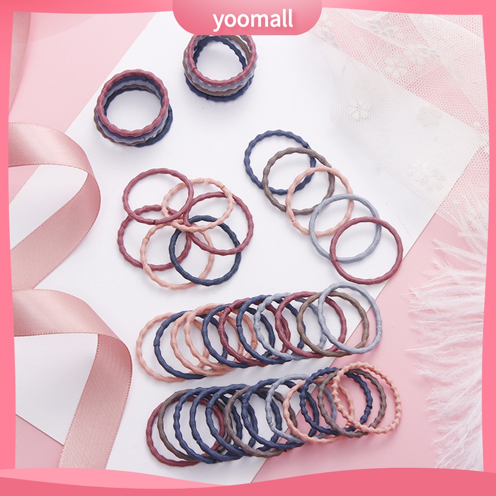 Set 50 Dây Cột Tóc Co Giãn Trang Trí Hình Nơ Xinh Xắn Cho Nữ