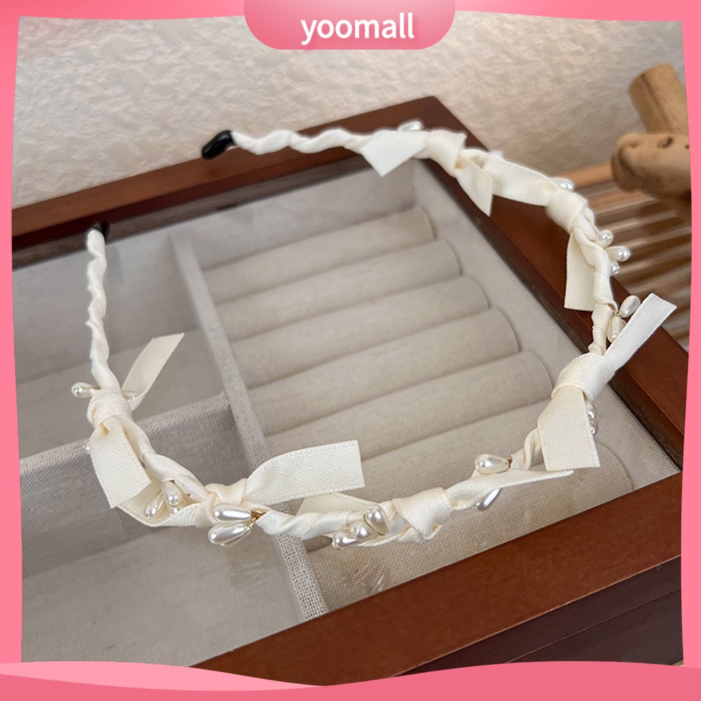 Băng Đô Cài Tóc Đính Ngọc Trai Nhân Tạo Chống Trượt Cho Nữ