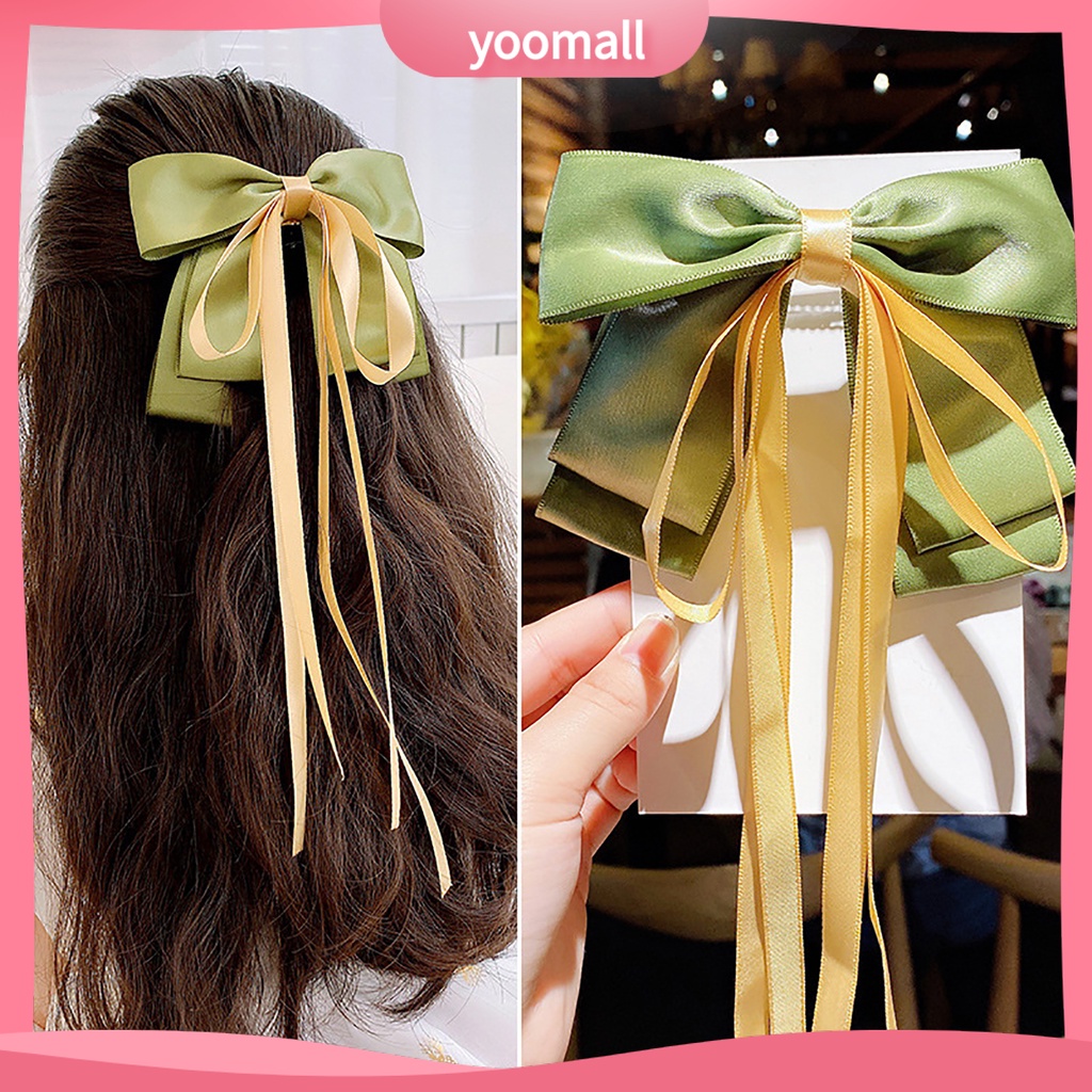 Kẹp Tóc Nơ Ruy Băng Dài Co Giãn Ngọt Ngào Cho Nữ