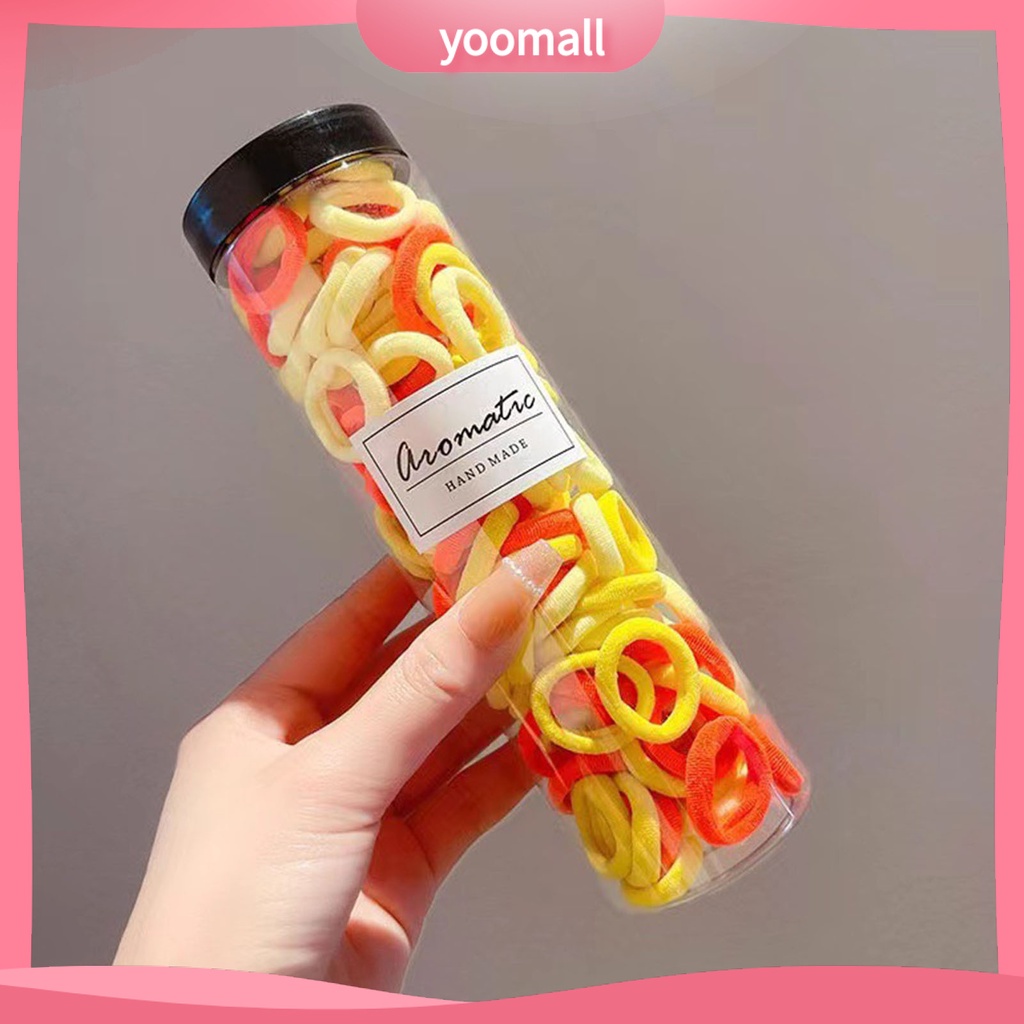 Set 100 Dây Buộc Tóc Co Giãn Chống Rơi Màu Kẹo Xinh Xắn Cho Bé Gái