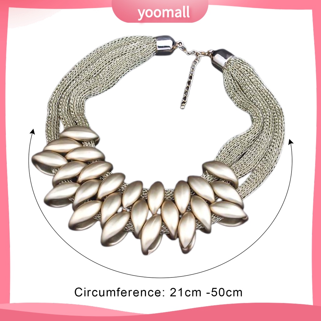 Vòng Cổ Choker Nhiều Lớp Mặt Lá Hợp Kim Cho Nữ