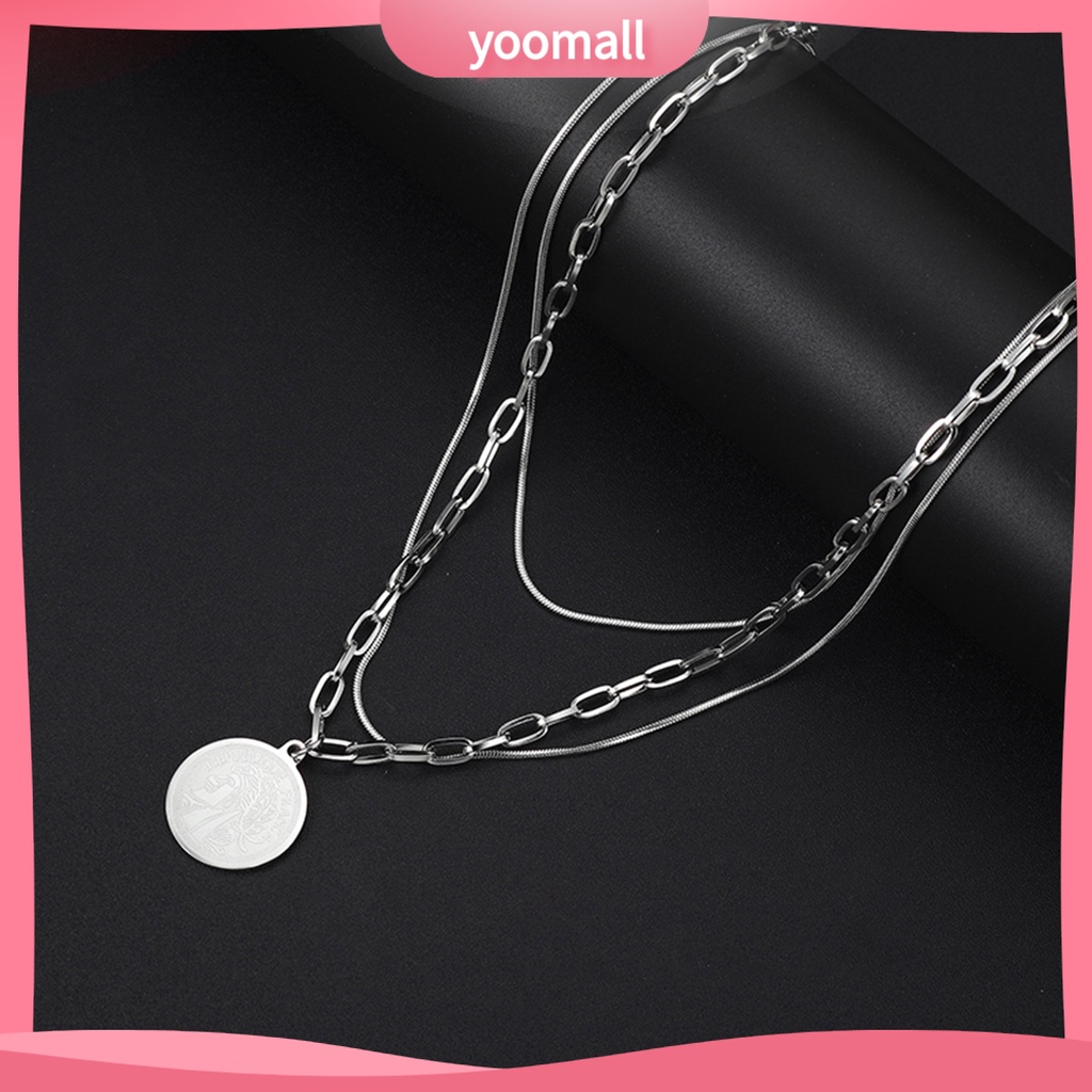 Vòng cổ Nhiều Lớp Bằng Thép Không Gỉ Thoải Mái Phong Cách Hiphop