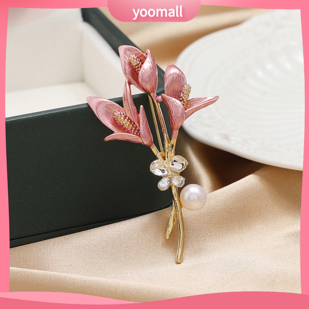 Ghim Cài Áo Hình Hoa Tulip Đính Ngọc Trai Nhân Tạo Phong Cách Vintage