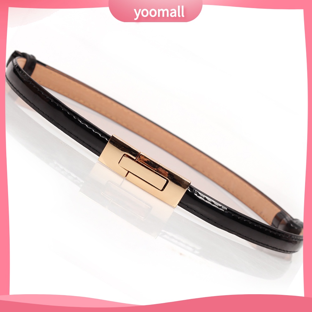 Thắt Lưng Nữ Giả Da Màu Trơn Khóa Kim Loại Thời Trang