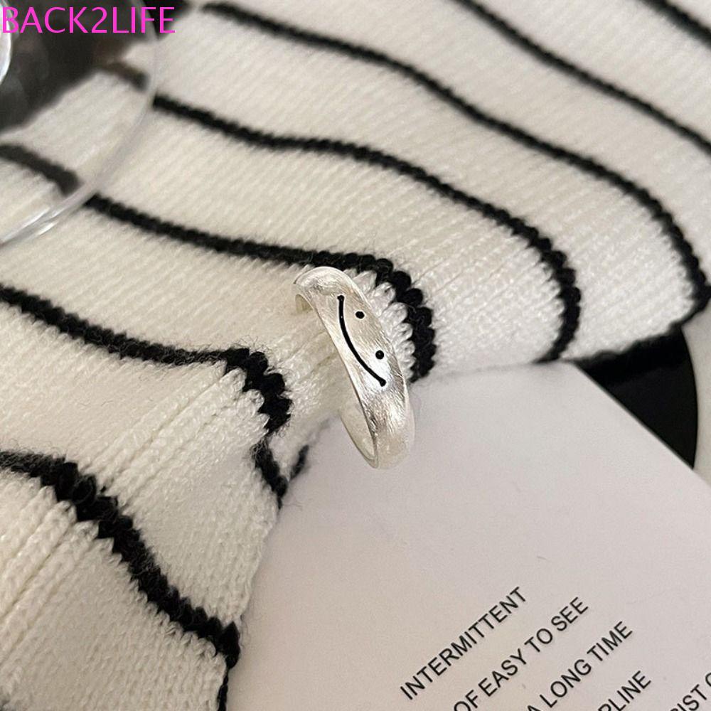 BACK2LIFE Nhẫn Hở Hình Hoa / Trái Tim / Mặt Cười Dễ Thương Phong Cách Hàn Quốc Cho Nữ