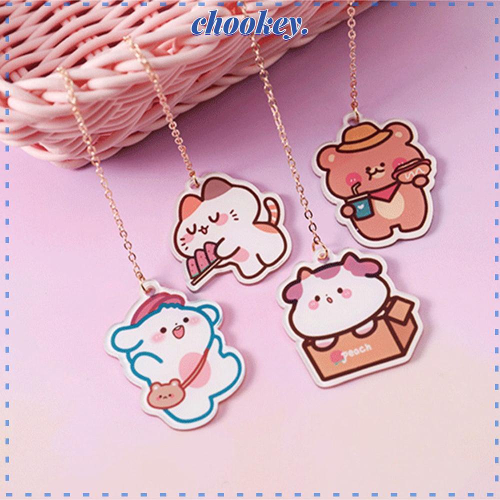 CHOOKEY Thẻ Đánh Dấu Trang Sách Bằng Kim Loại Họa Tiết Hoạt Hình