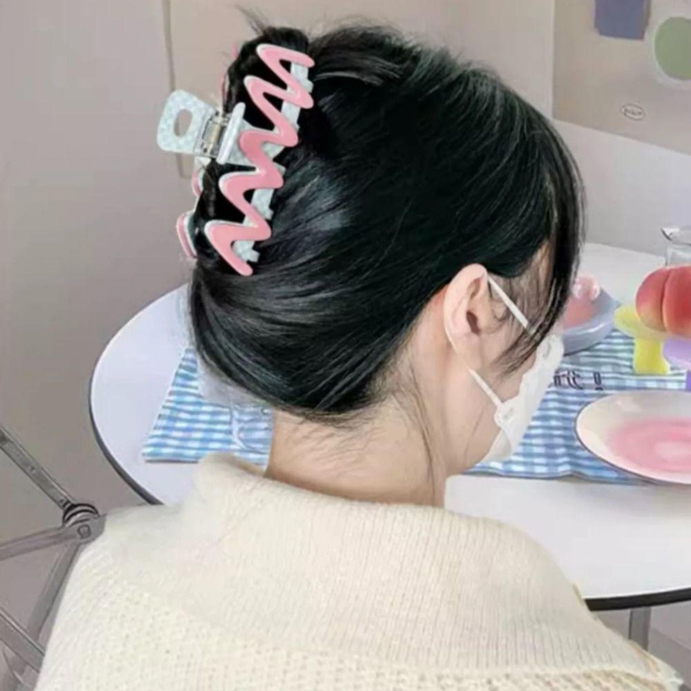 ANEMONE Kẹp Tóc Càng Cua Cỡ Lớn Kẻ Sọc Caro Sáng Tạo Cho Hàng Ngày