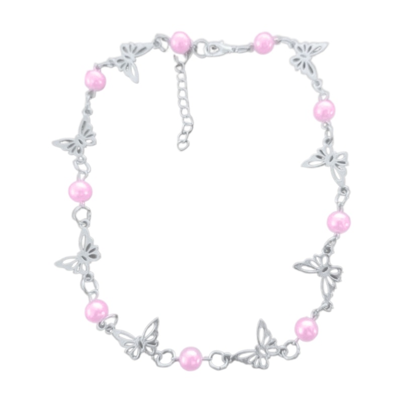 Vòng Cổ Choker Mặt Bướm Đính Ngọc Trai Thời Trang Cho Nữ