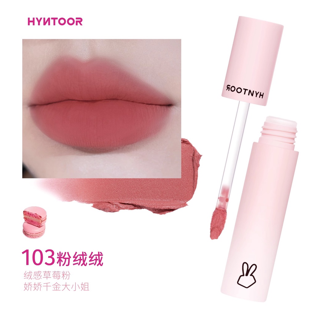 Son Môi Hyntoor Màu Đen Macaron Thiết Kế Vỏ Son Hình Thỏ Xinh Xắn