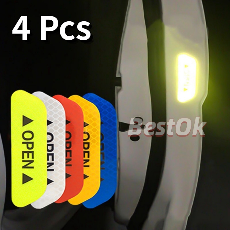 Set 4 Miếng Dán Phản Quang Cảnh Báo Cho Cửa Xe Hơi