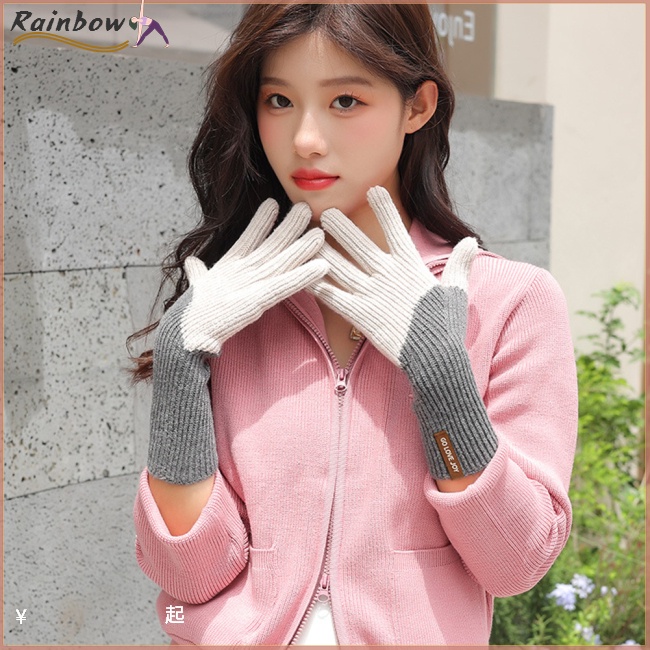 Găng Tay Len Hở Ngón Chống Gió Cảm Ứng Nhiều Màu Sắc Thời Trang Mùa Đông Cho Nữ