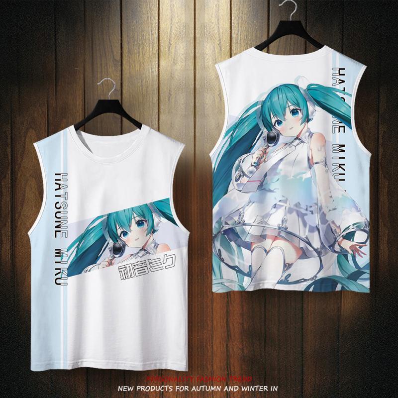 Áo Thun Sát Nách plus Size Họa Tiết Anime Hatsune Miku Thời Trang Mùa Hè Cho Nam