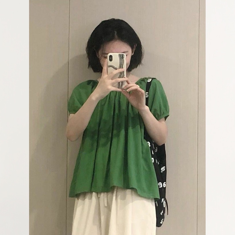 Áo Kiểu Tay Phồng Ngắn Thời Trang Hè Trẻ Trung Cho Nữ