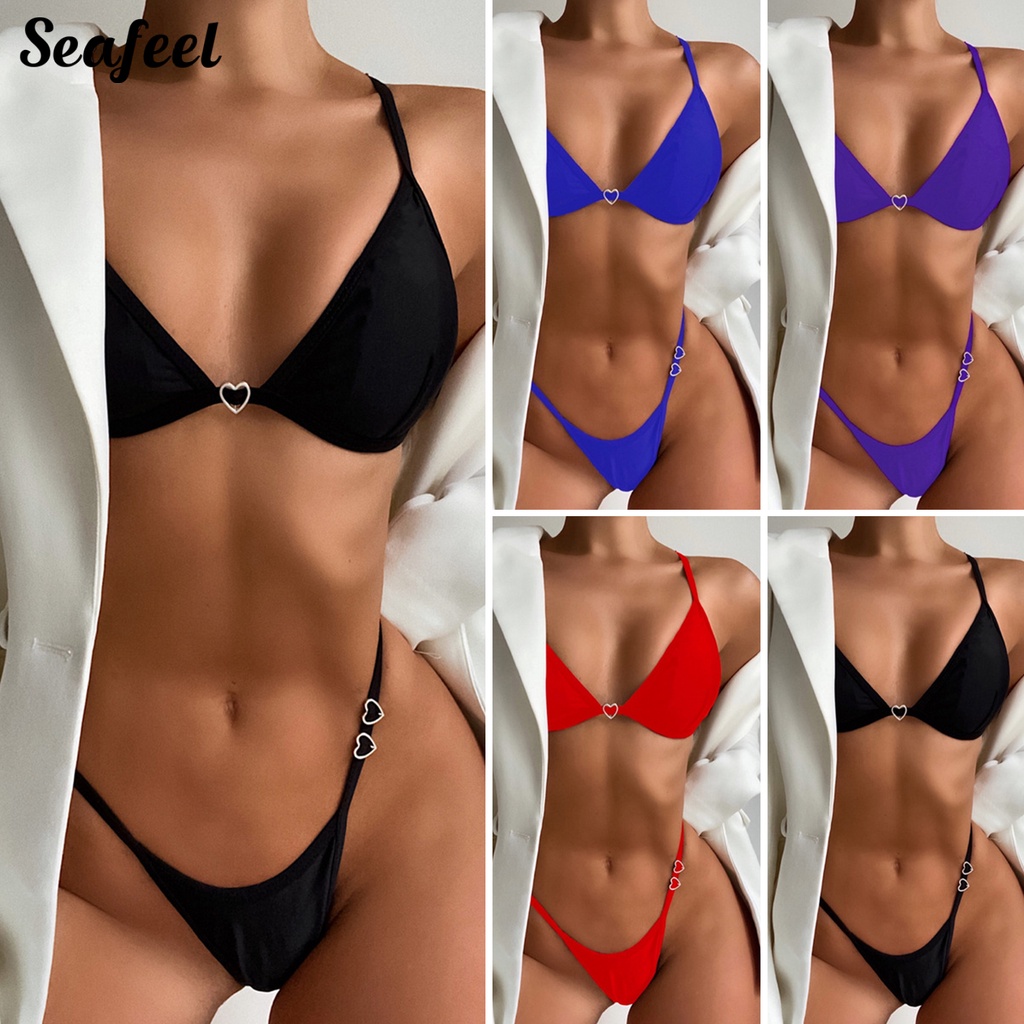 Bộ Bikini 2 Mảnh Màu Sắc Đơn Giản Cho Nữ