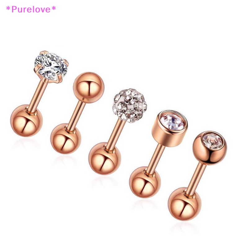 Set 10 Khuyên Tai / Mũi / Sụn Tai 18G Đính Đá Pha Lê Thời Trang Mới