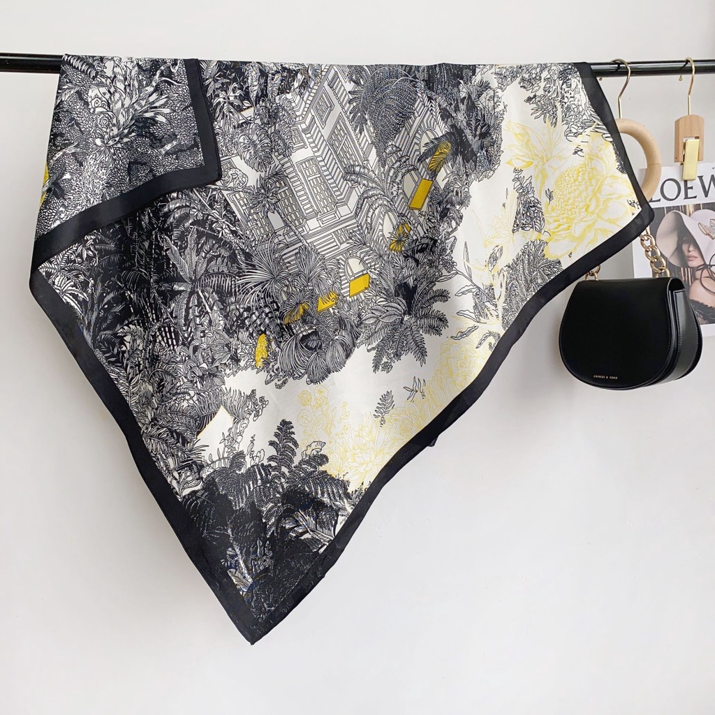 Khăn Quàng Cổ Vuông In Số 90 Bằng Lụa Cao Cấp Phong Cách Mới Thanh Lịch Dễ Phối Đồ Dành Cho Nữ
