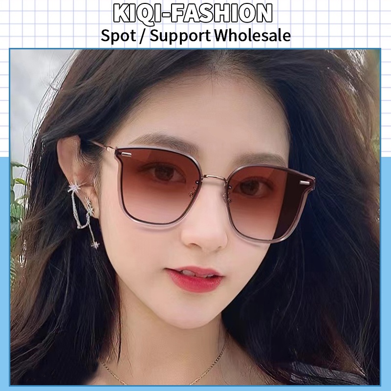 (KIQI-FASHION) COD Kính Mát Gọng Vuông Kim Loại Chống Tia UV Thời Trang Cho Nam Nữ