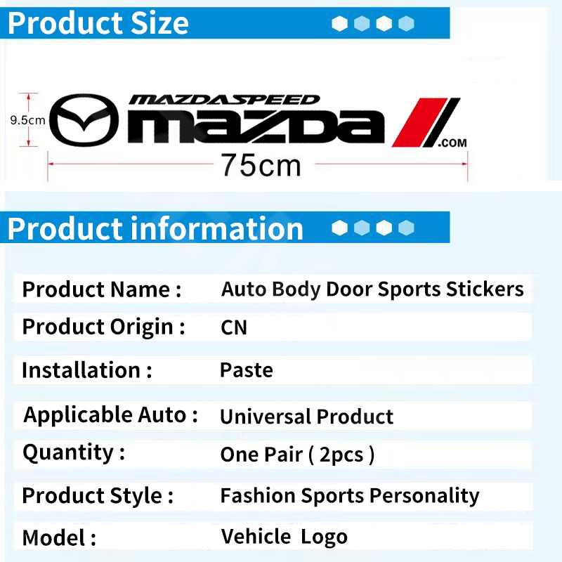 Miếng Dán Trang Trí Chống Trầy Chống Thấm Nước Cho Xe Hơi Mazda 2 3 CX5 CX30 CX8 CX3 Mazda2 6 5 CX9 BT50