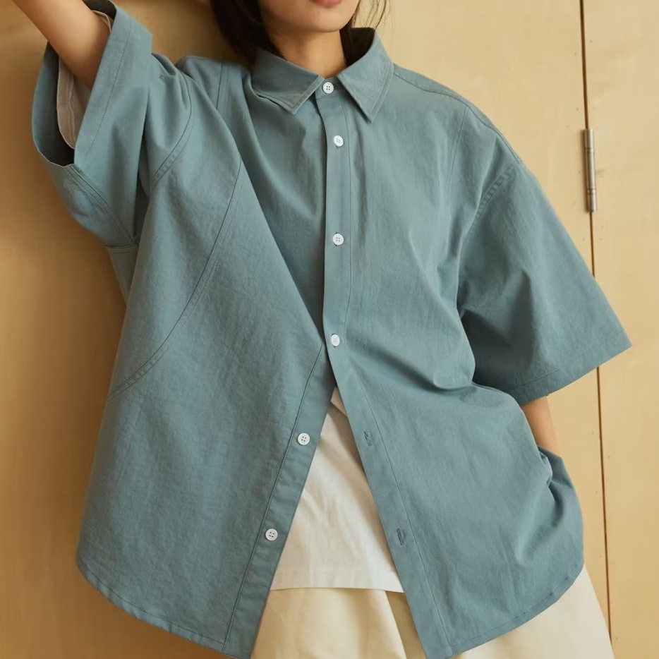 O Sơ Mi Nam Cơ Bản Phong Cách Hàn Quốc, Màu Sắc Đơn Giản, Chất Liệu Cotton Kiểu Dáng Rộng Rãi, Thích Hợp Cho Các Hoạt Động Giải Trí Và Thời Trang Cặp Đôi